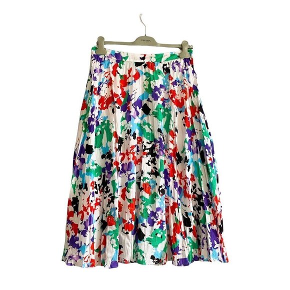 Tanya Taylor Jeana Midi Skirt, Multi Color Printed Soft Pleats, Size 10, NWT - Picture 2 of 10